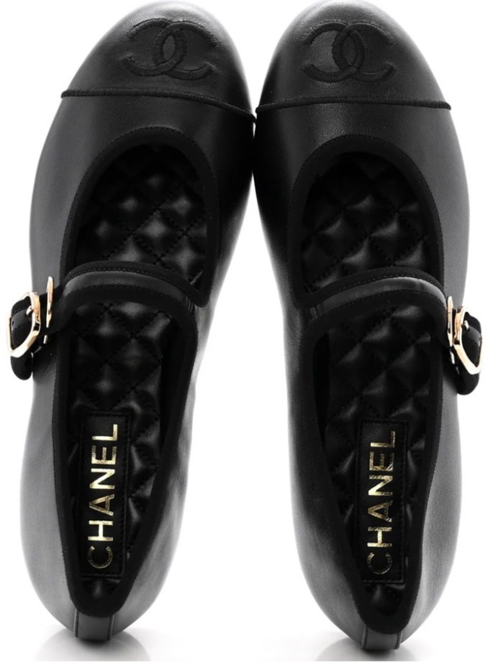 Chanel Black Quilted Leather Mary Jane Flats Sz 38 $1,200
